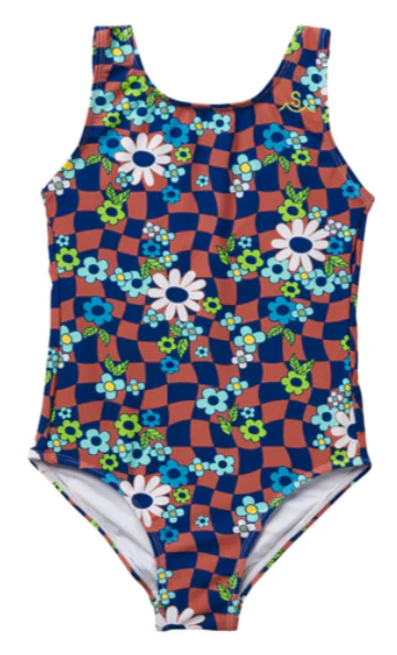 Sunny Days Check Swimsuit | Navy